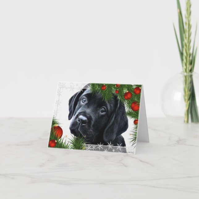 Carte de Noël Black Labrador (Devant)