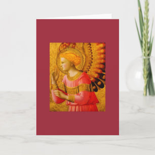 Carte de Noël blanche Angel médiéval en rouge