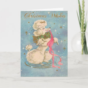 Carte de Noël blanche de caniche