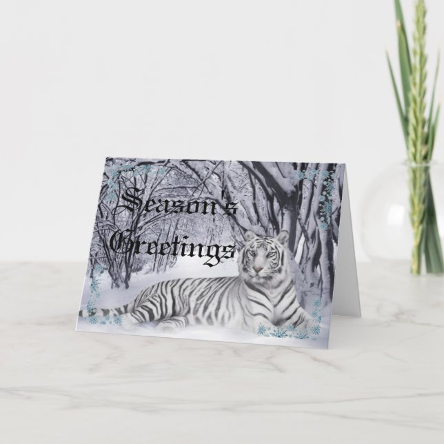 Carte de Noël blanche de tigre (Devant)