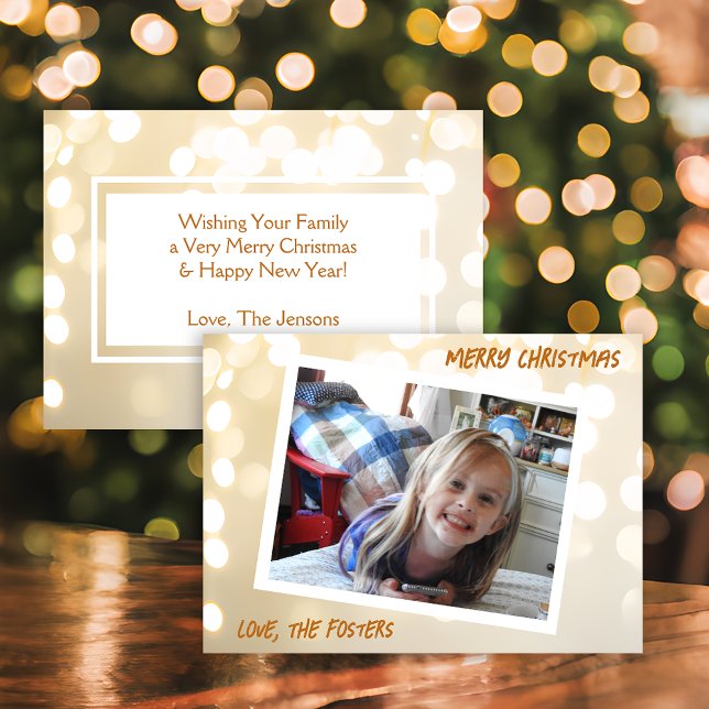 Carte de Noël blanche et or avec effet Bokeh pour  (Créateur téléchargé)