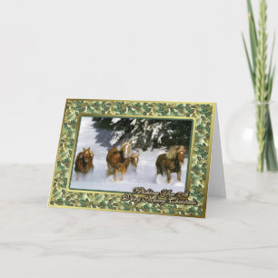 Carte de Noël blanche Haflinger Horse