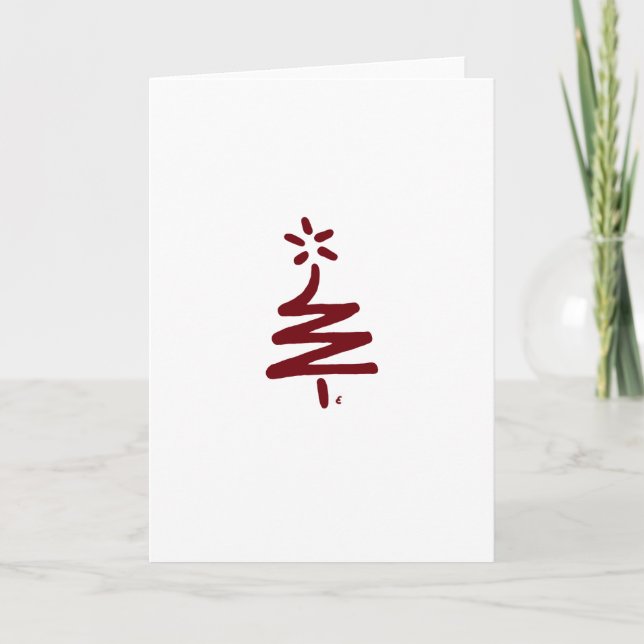 Carte de Noël blanche Little Red Tree (Devant)