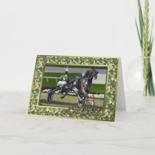 Carte de Noël blanche pour Cheval de course standa
