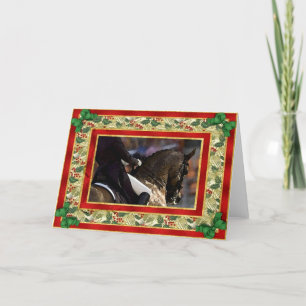 Carte de Noël blanche pour Cheval Dressage