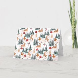 Carte de Noël blanche pour les animaux en bois