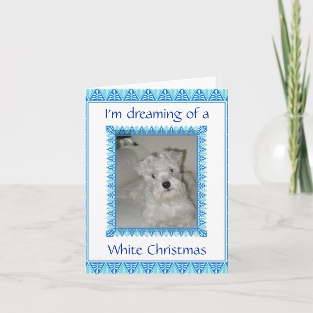 Carte de Noël blanche Schnauzer (Devant)