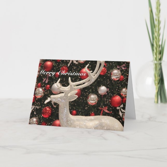 Carte de Noël blanche Sparkly Reindeer (Devant)