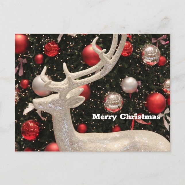 Carte de Noël blanche Sparkly Reindeer (Devant)