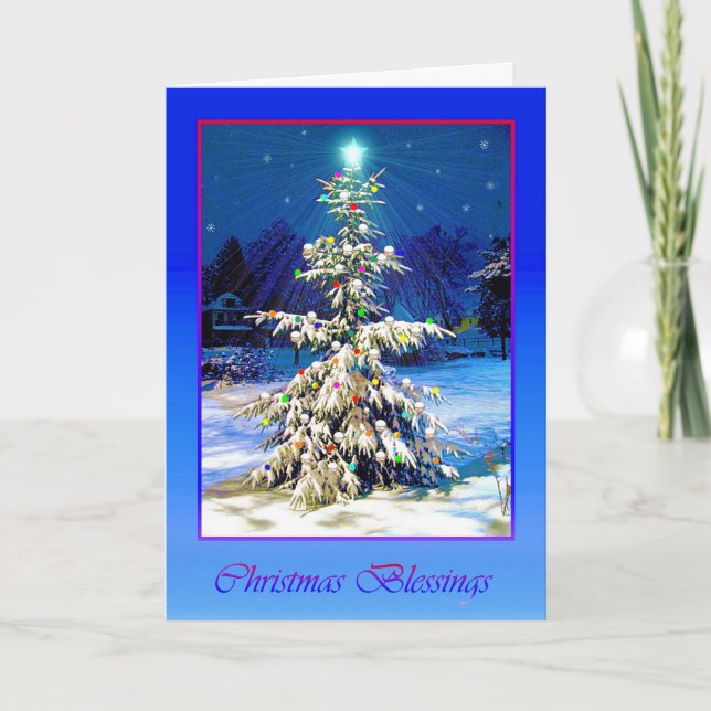 Carte de Noël bleue (Devant)