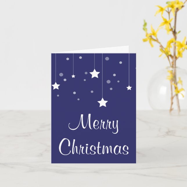 Carte de Noël bleue et blanche simple et élégante (Fleur jaune)