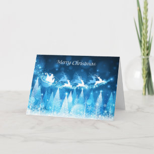 Carte de Noël - Blue Père Noël Sleigh
