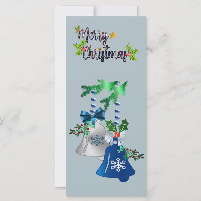 Carte de Noël Blue & Silver Bells (Devant)