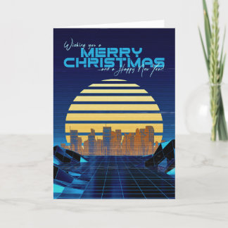 Carte de Noël Blue Synthwave