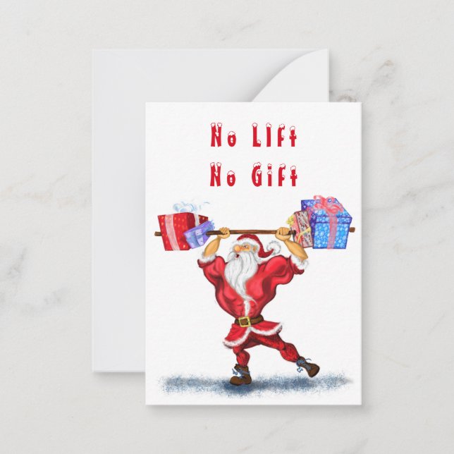 Carte de Noël Bodybuilder Santa Claus avec cadeaux (Devant)