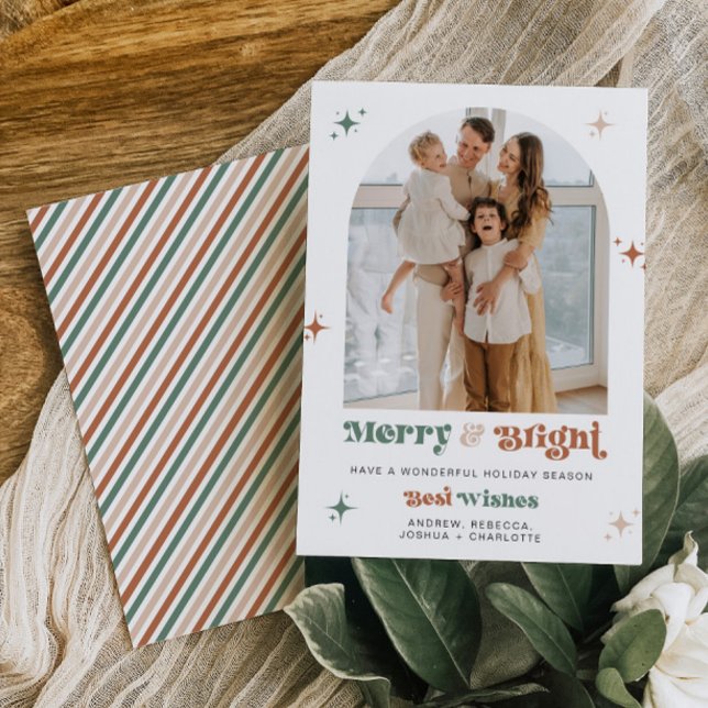Carte de Noël Boho Merry & Bright Holiday (Créateur téléchargé)