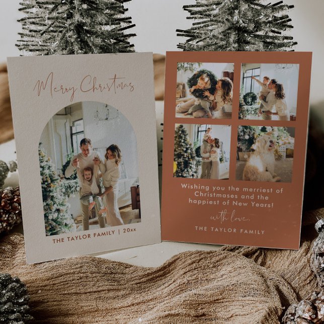 Carte de Noël Boho Terracotta Family Photo (Créateur téléchargé)