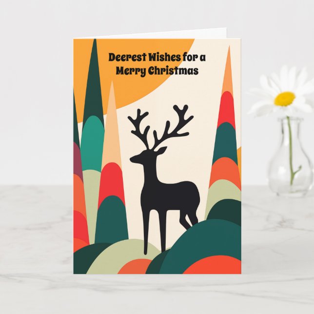 Carte de Noël Bold Woodland Stag (Petite plante)