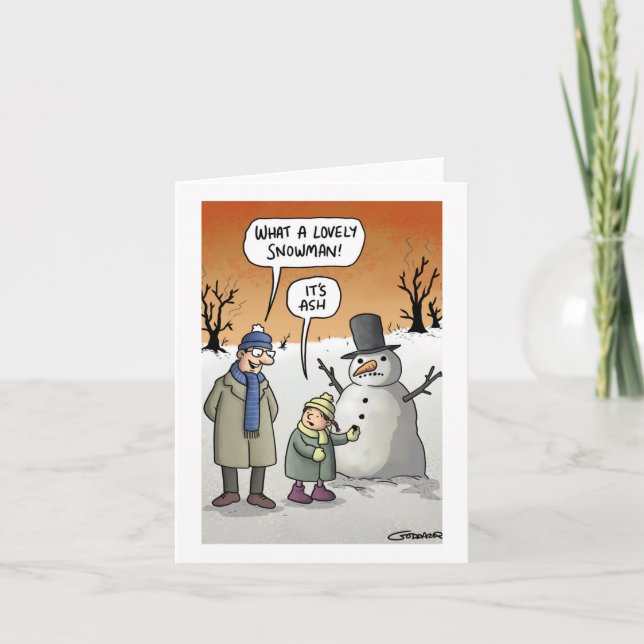 Carte de Noël - bonhomme de neige en cendres (Devant)