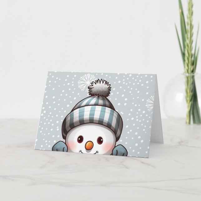 Carte de Noël Bonhomme de Neige Joyeux (Devant)