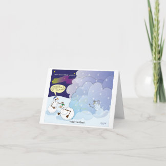 Carte de Noël bonhomme de neige tempête