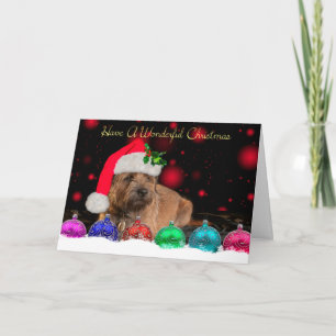 Carte de Noël Bordure Terrier À Santa Hat