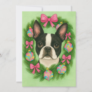 Carte de Noël Boston Terrier