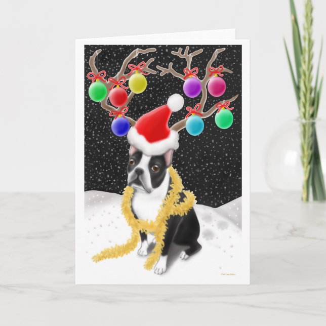 Carte de Noël Boston Terrier (Devant)