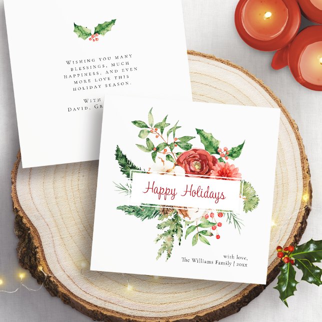 Carte de Noël botanique Joyeuses Fêtes (Happy Holidays Botanical Christmas Card
)