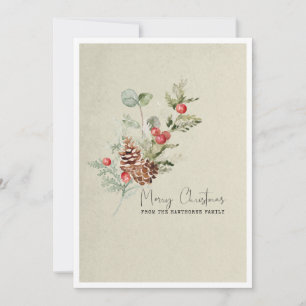 Carte de Noël botanique rustique en hiver
