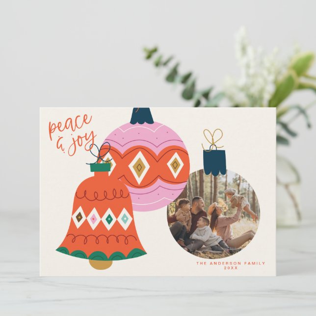 Carte de Noël Boules Photo  (Debout devant)