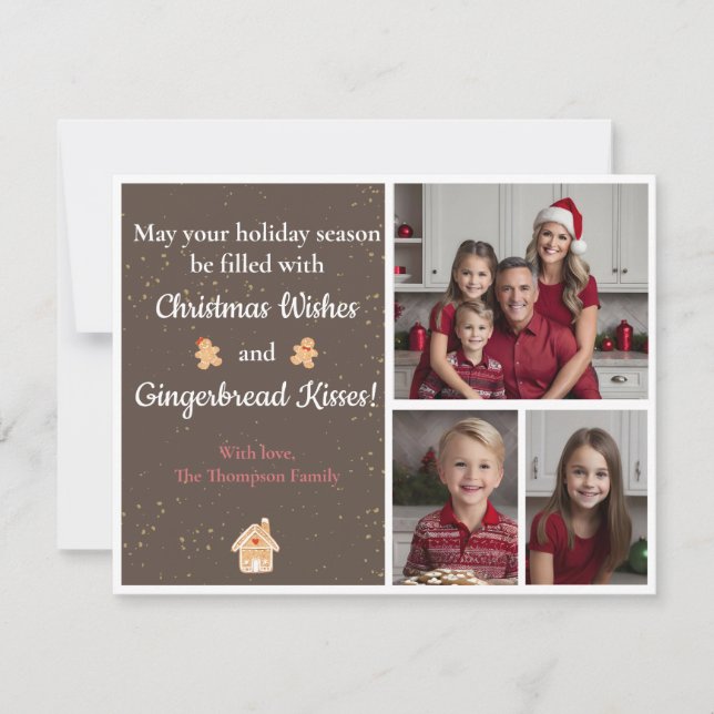 Carte de Noël Brown et Gold Gingbread (Devant)