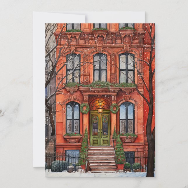 Carte de Noël Brownstone de New York (Devant)