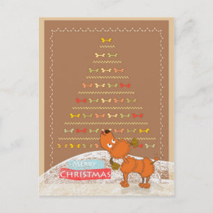 carte de Noël brune mignonne de caniche
