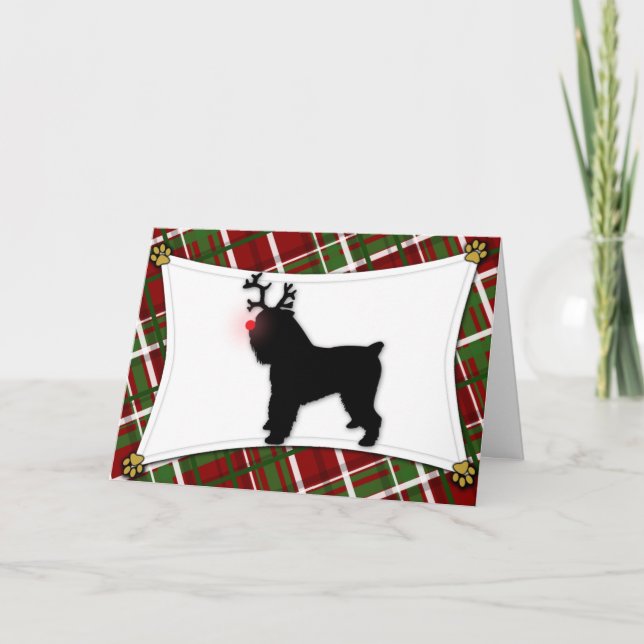 Carte de Noël Bruxelles Griffon Reindeer (Devant)