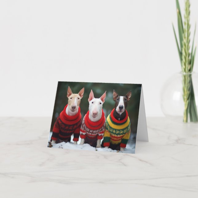 Carte de Noël Bull Terriers (Devant)