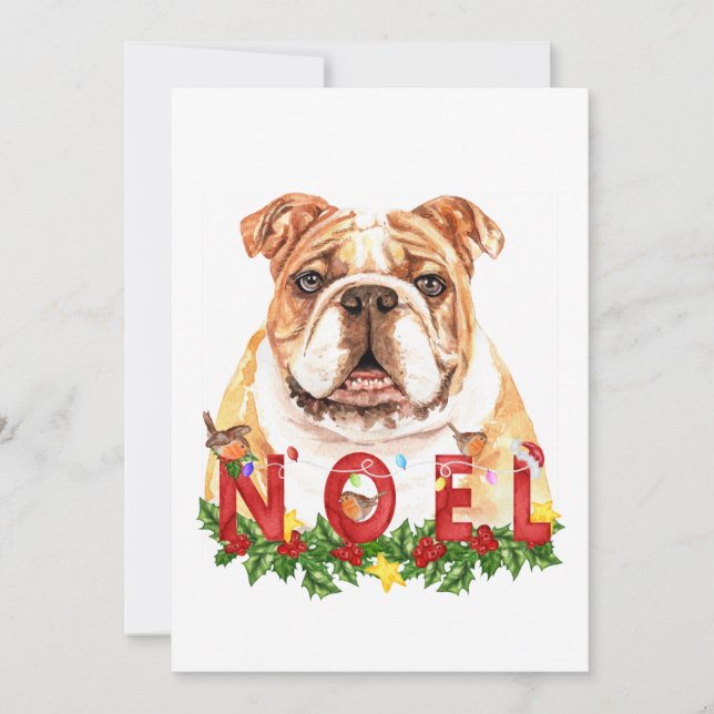 Carte de Noël Bulldog Noel (Devant)