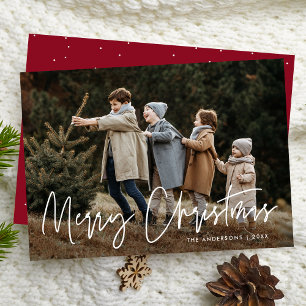 Carte de Noël Burgundy avec écriture manuscrite Jo