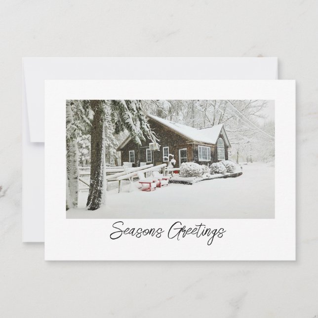 Carte de Noël Cabine enneigé (Devant)