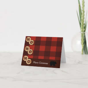 CARTE DE NOËL CAMPANTE EN BOIS ADIRONDACK D'OURS