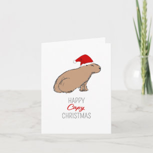 Carte de Noël Capybara Cute Retro Dessinée À La Ma