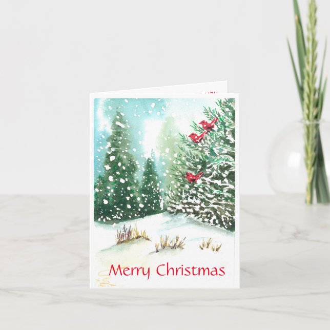 Carte de Noël Cardinal Winter Scene (Devant)