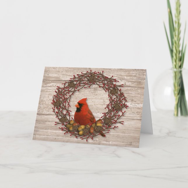 Carte de Noël Cardinal Wreath (Devant)