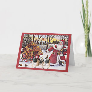 Carte de Noël carlin Ours Père Noël en Sleigh