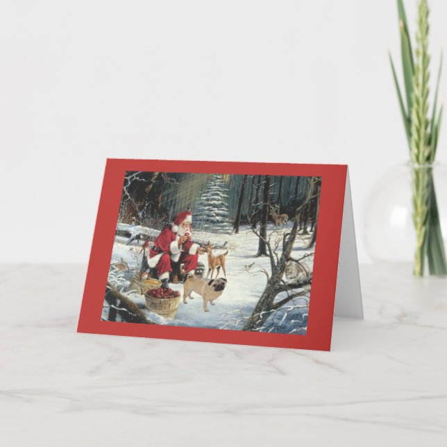 Carte de Noël carlin Père Noël à Woods (Devant)