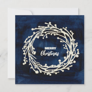 Carte de Noël carré Marine Blue Wreath