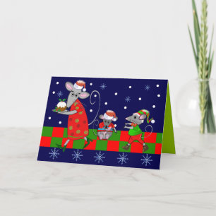 Carte de Noël Cartoon mignonne avec souris