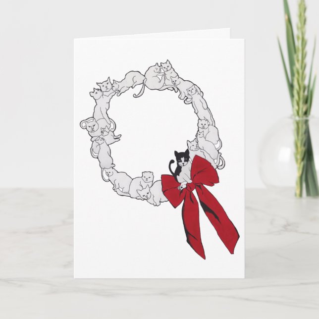 Carte de Noël Cat Wreath (Devant)