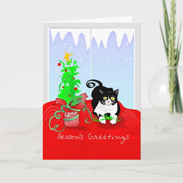 Carte de Noël - cataire de Bonnes Fêtes de chat (Devant)