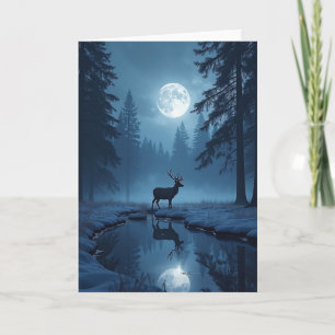 Carte de Noël Cerf au Clair de Lune